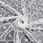 Bugle Bead Sequin Embroidered Wedding Lace
