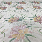 Velvet Botanical Embroidery with Colorful Sequins — fabric photo 5