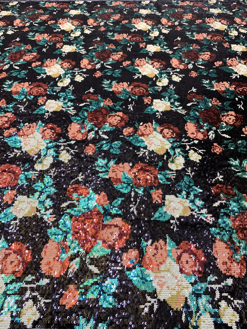 Rose Petal Sequin Embroidery Fabric for Evening Dresses — fabric photo 5