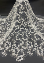Geometric Floral Bead & Sequin Embroidery Fabric