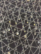 3/7 mm Crystal-Look Sequin & Bugle-Bead Embroidered Bridal Fabric — fabric photo 3