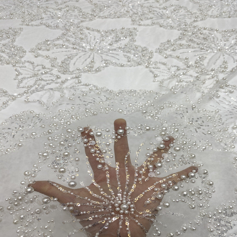 Heavy Foam Bead Sequin Fabric for Wedding Gowns — fabric photo 4