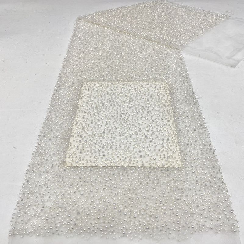Dense Foam Bead Embroidered Bridal Fabric — fabric photo 3