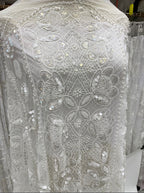 Fine 3/7 mm Sequin & Triple-Bead Embroidered Bridal Fabric — fabric photo 6