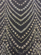 Wave 3/5 mm Crystal-Look Sequin & Silver-Bead Embroidered Bridal Fabric – Design 38527 — fabric photo 5