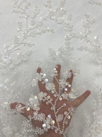 Branch-Motif Bead Embroidery with 3/7 mm Sequins — fabric photo 4