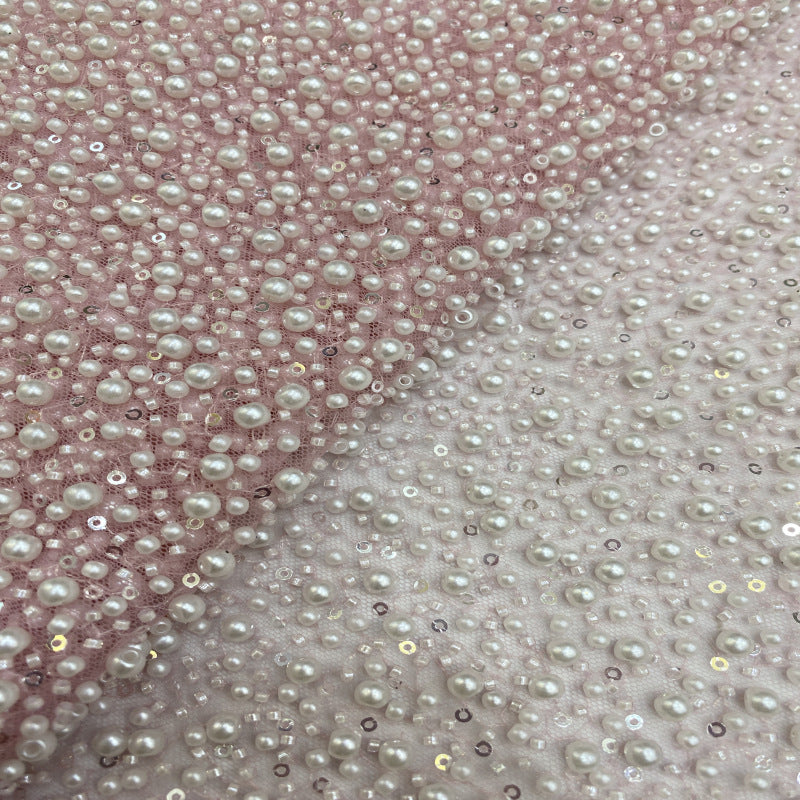 Dense Bead Sequin Bridal Embroidery Fabric