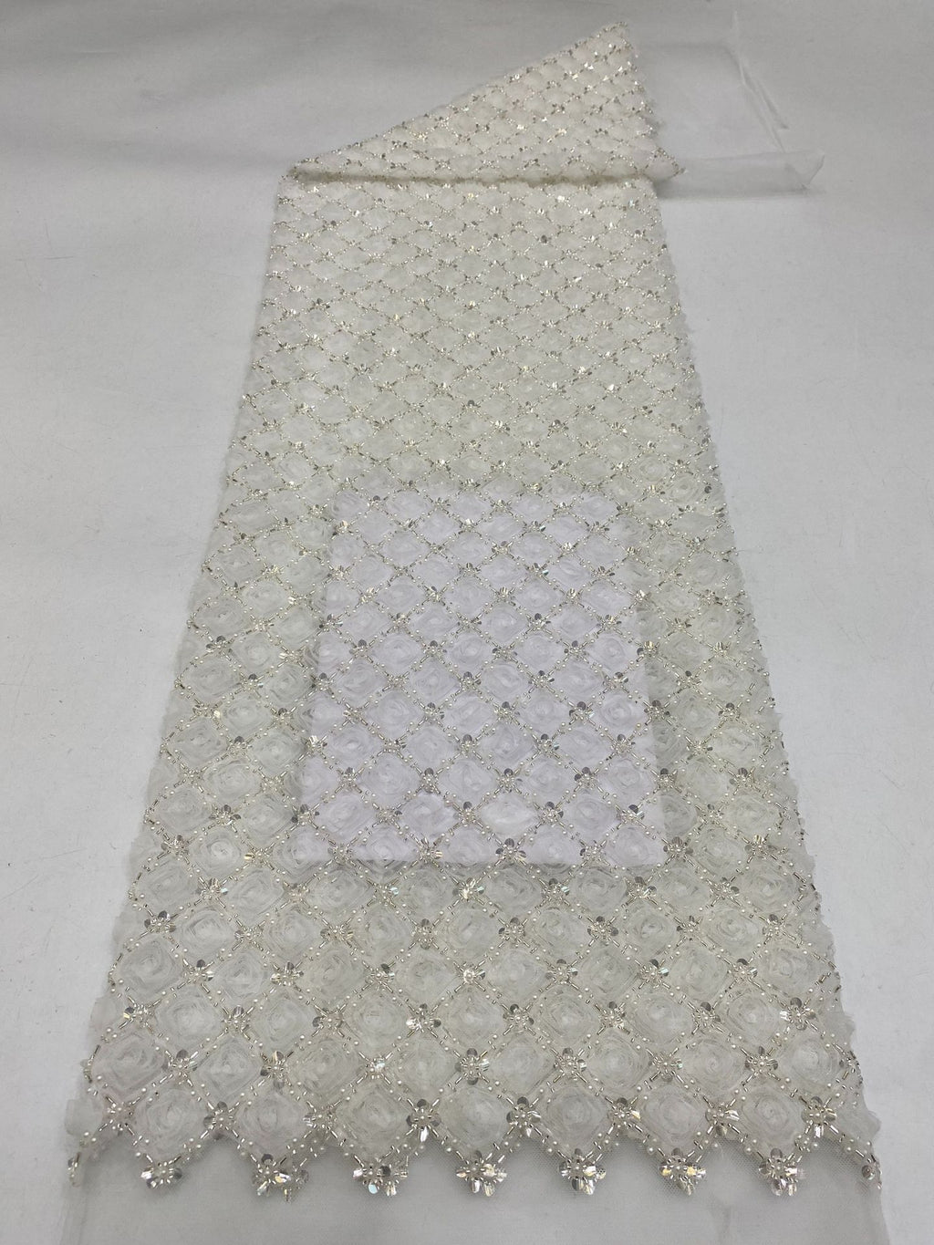 Dense Ribbon Bugle Bead Sequin Fabric — fabric photo 6
