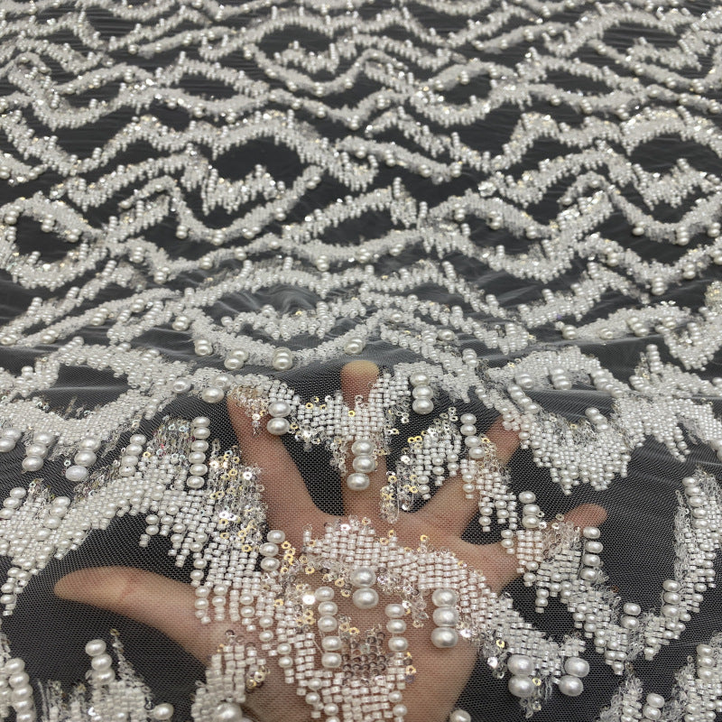 Heavy Foam Bead Sequin Dressmaking Fabric — fabric photo 4