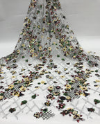 Diamond Grid Mesh with 2/3/4 mm Sequin Embroidery — fabric photo 3