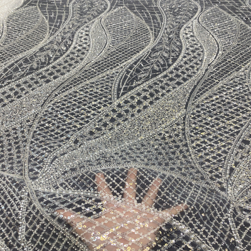 Dense Bugle & Foam Bead Sequin Fabric — fabric photo 2