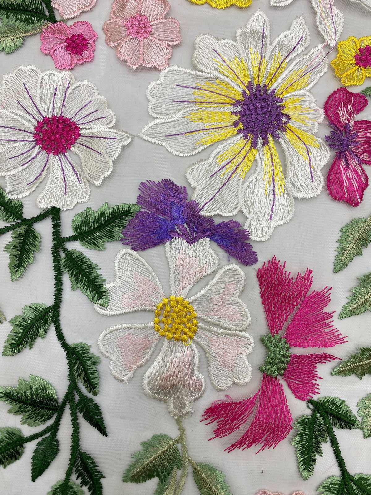 Multicolor Embroidered Bridal Fabric – Design 14495 — fabric photo 3