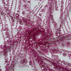 Heavy Bugle Bead Embroidered Lace Fabric — fabric photo 2