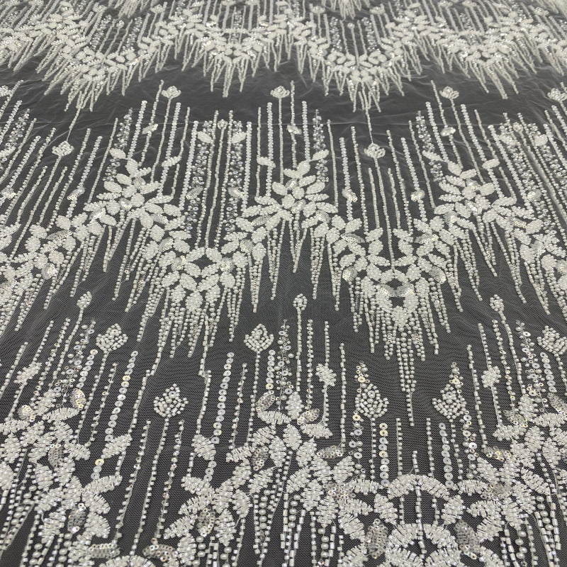 Sequin & Bugle-Bead Embroidered Bridal Fabric – Design 16063 — fabric photo 3