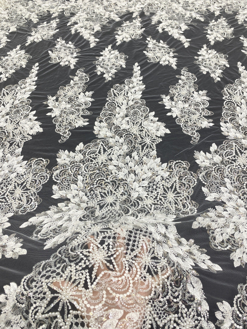 Botanical Foam Bead Sequin Fabric for Bridal Gowns — fabric photo 2
