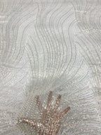 Bugle Foam Bead Crystal Sequin Bridal Fabric — fabric photo 2