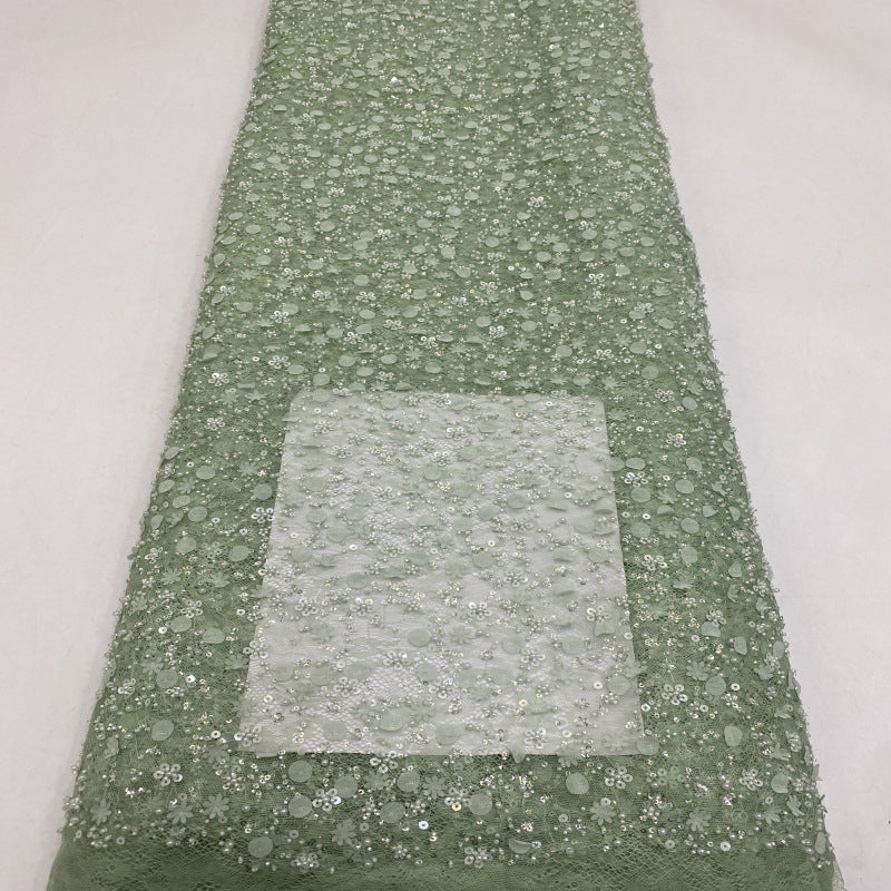 Lace-Base Raised Bead and Sequin Bridal Fabric — fabric photo 4