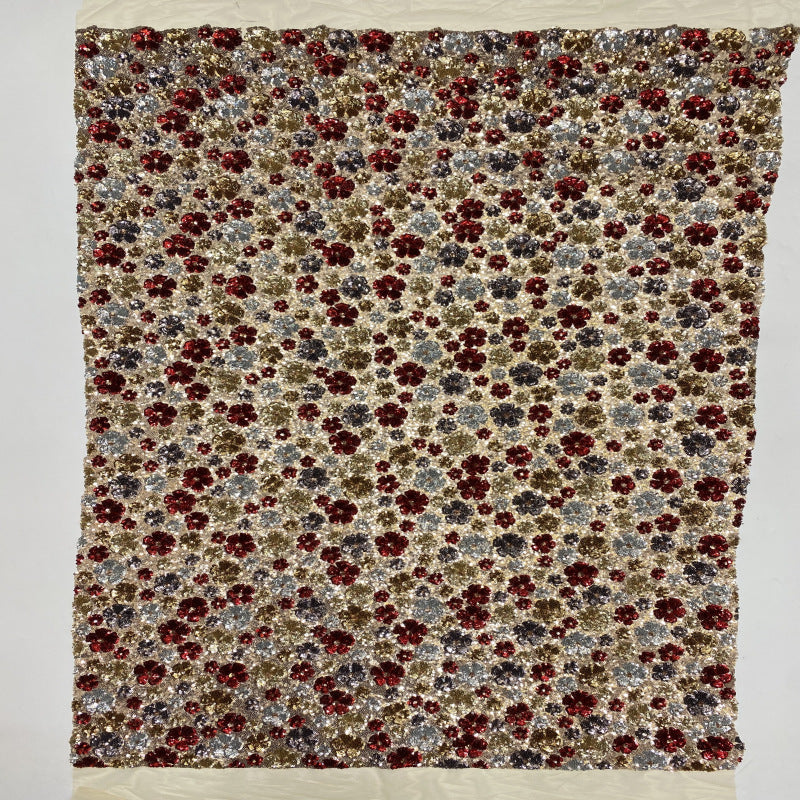 Floral Laminated Sequin Embroidery Fabric — fabric photo 3