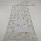 Snowflake Silver Bead Sequin Embroidered Fabric