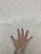 Vintage Beaded Fabric with 3/5 mm Clear Sequins — fabric photo 5