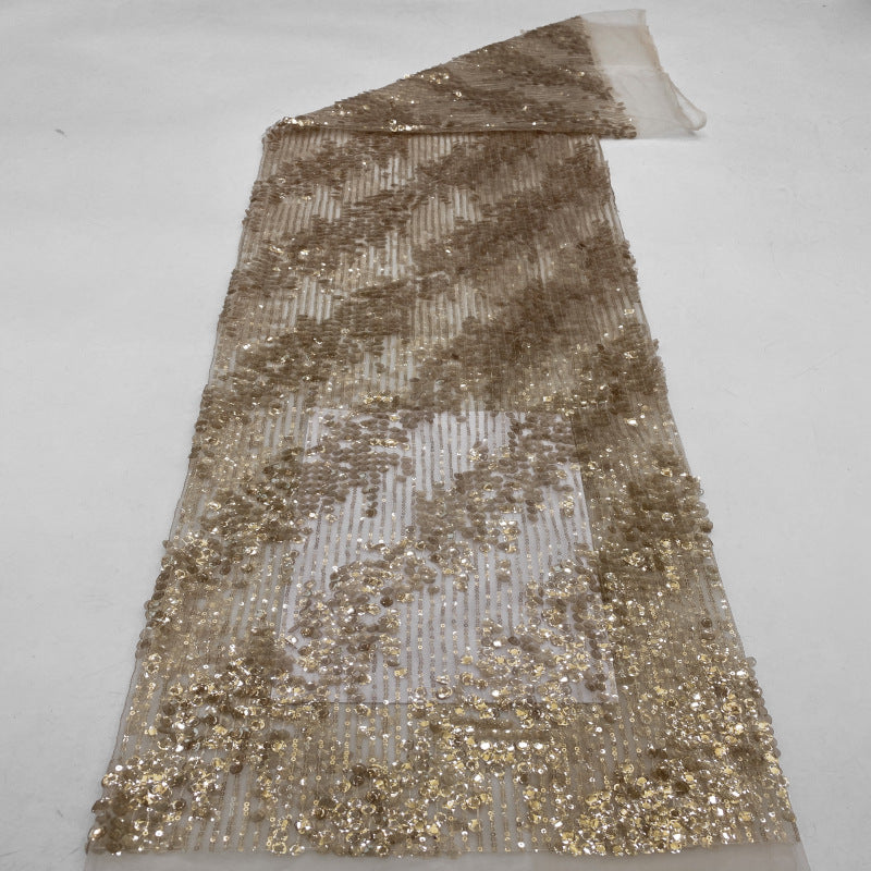 Oval Sequin Embroidered Mesh Fabric