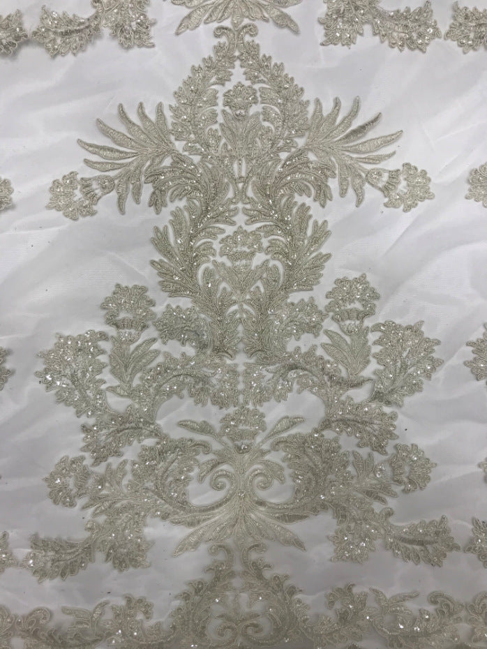 3D Sequin Embroidered Bridal Fabric – Design 21151 — fabric photo 5