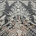 3D 3/4 mm Sequin & Bubble-Bead Embroidered Bridal Fabric — fabric photo 3