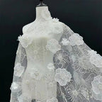 3D Sequin & Bubble-Bead Embroidered Bridal Fabric – Design 04255