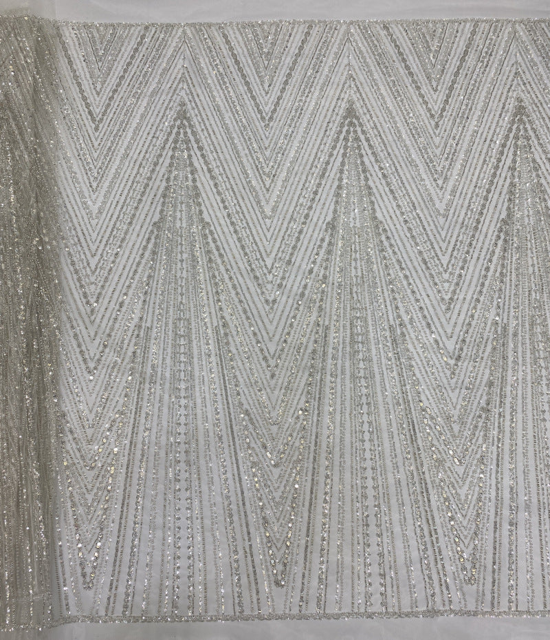 3D Triple-Bead & 3/5 mm Sequin Embroidered Fabric — fabric photo 6