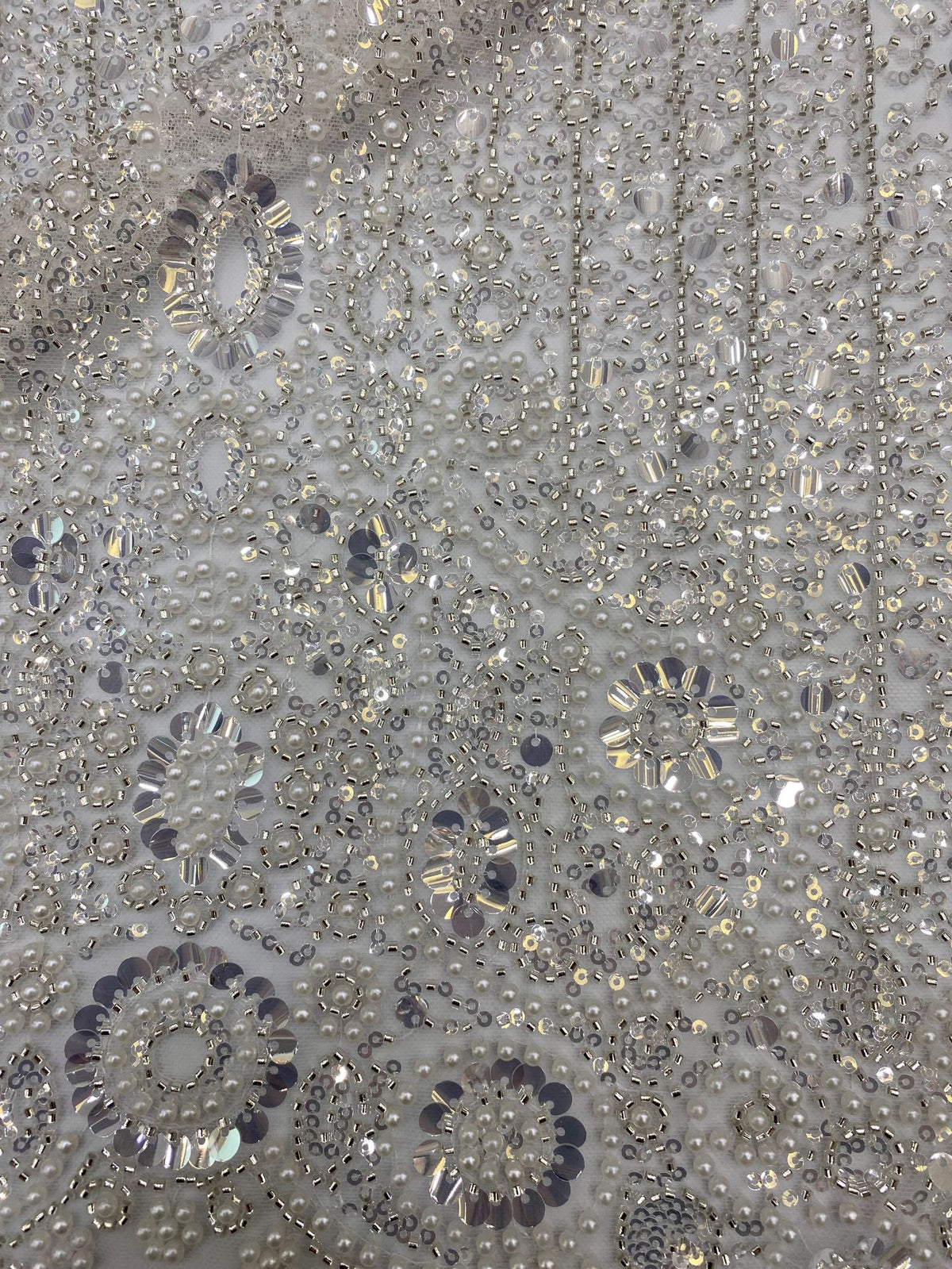 Crystal-Look Sequin & Bubble-Bead Embroidered Bridal Fabric – Design 81727 — fabric photo 5