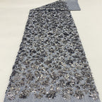 Textured Yarn Leaf Sequin Embroidery Fabric — fabric photo 4