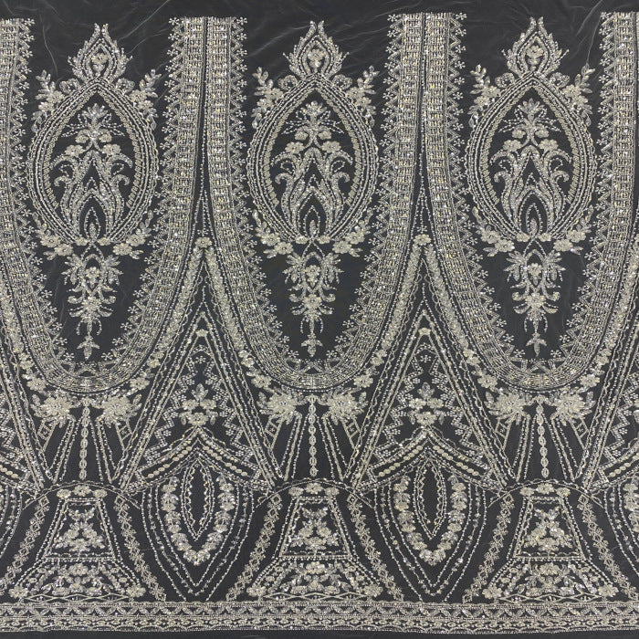 Crystal-Look Sequin & Bubble-Bead Embroidered Bridal Fabric – Design 68703