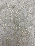White-Core & Foam Bead Sequin Bridal Fabric — fabric photo 5