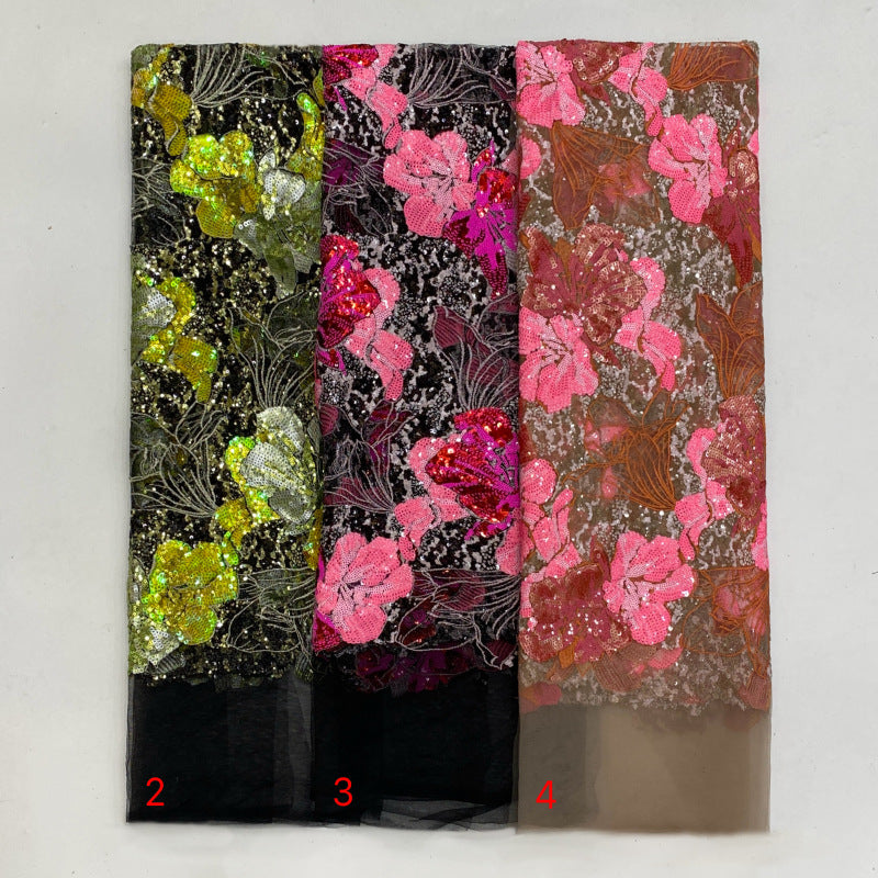 Dense Embroidery with Colorful Sequins — fabric photo 2
