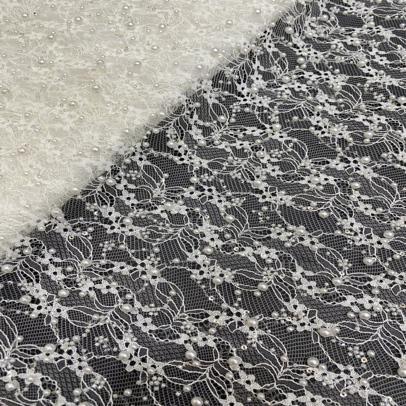 Beaded Sequin Wedding Lace with Foam Beads