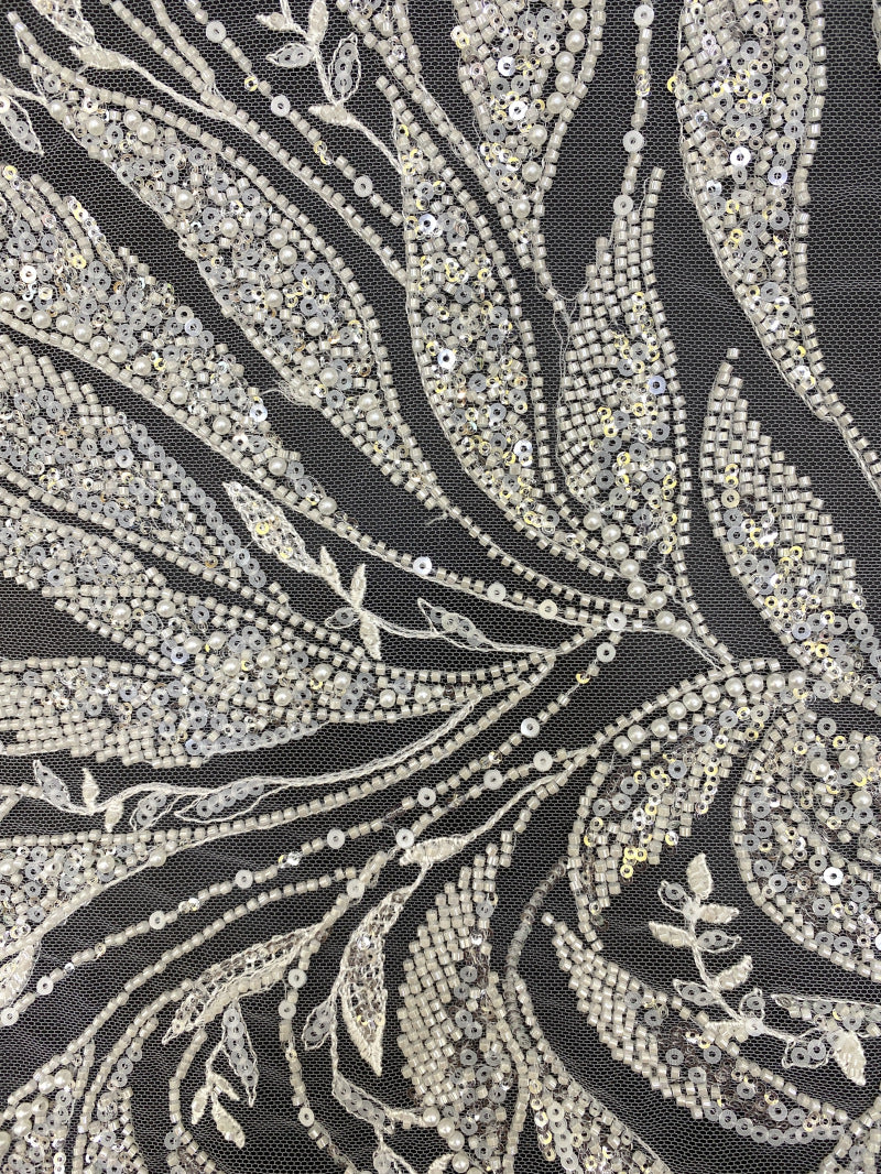 Foam Bead & 3/4mm Sequin Bridal Fabric — fabric photo 3
