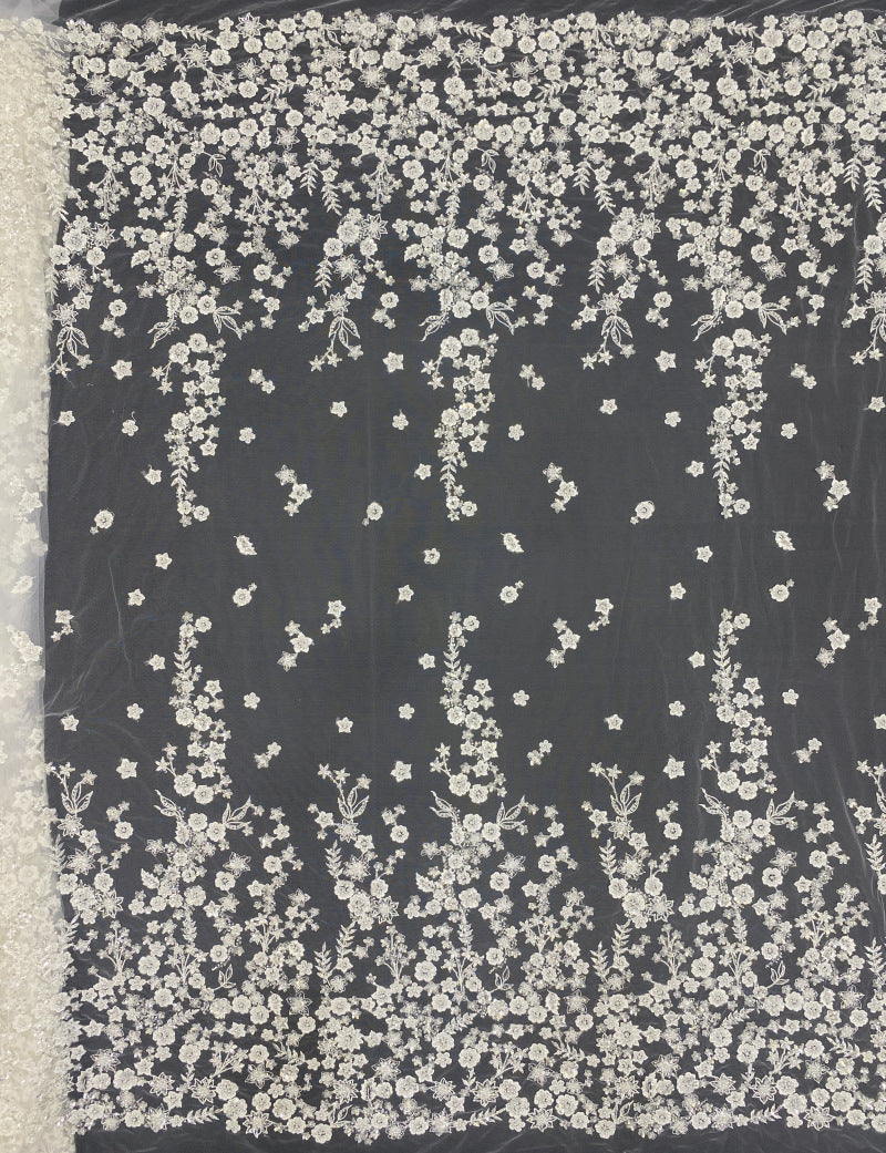 3D Symmetrical Floral Foam Bead & 3mm Sequin Fabric — fabric photo 6