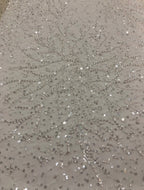 3/4 mm Crystal-Look Sequin & Double-Bead Embroidered Irregular Mesh Fabric — fabric photo 5