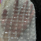 Plaid Rope Foam Bead Sequin Embroidery Fabric — fabric photo 5