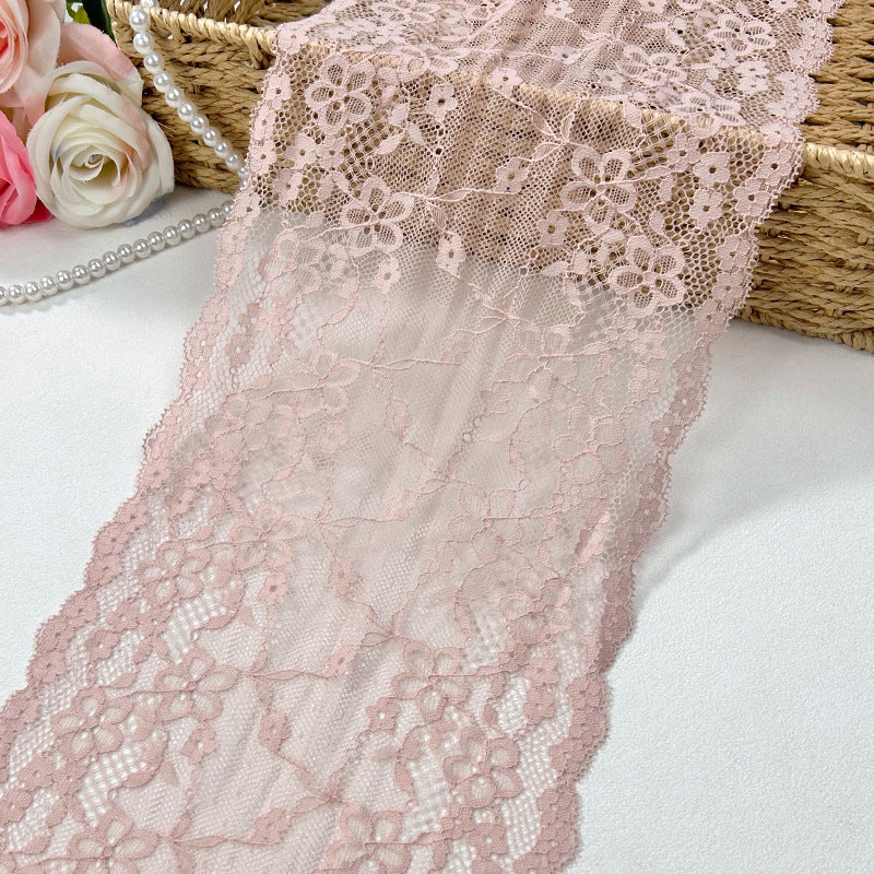 Five-Petal Floral Double-Scallop Corded Stretch Lace Trim 20.5 cm — fabric photo 2