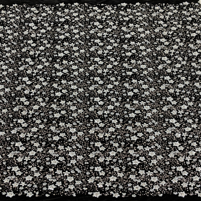 Black Base Plum Blossom Double Bead 3/7mm Sequin Fabric — fabric photo 2