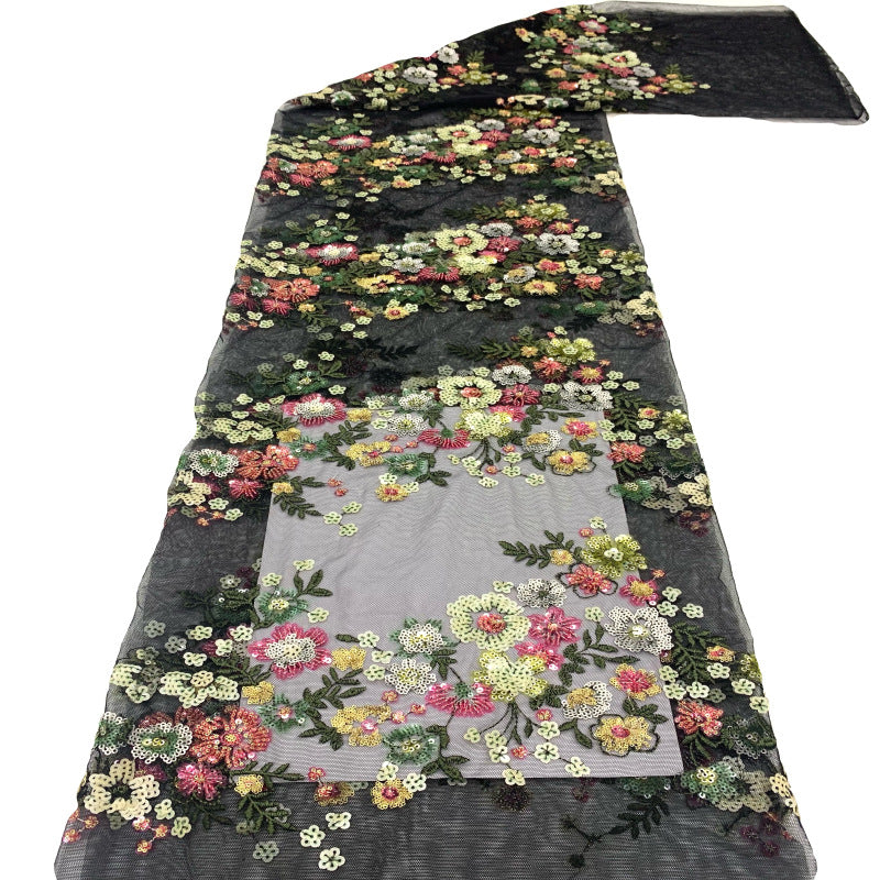Multicolor Sequin Embroidered Mesh Fabric for Dresses — fabric photo 2