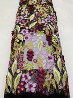 Yellow Bellflower Hand-Embroidered Fabric — fabric photo 6