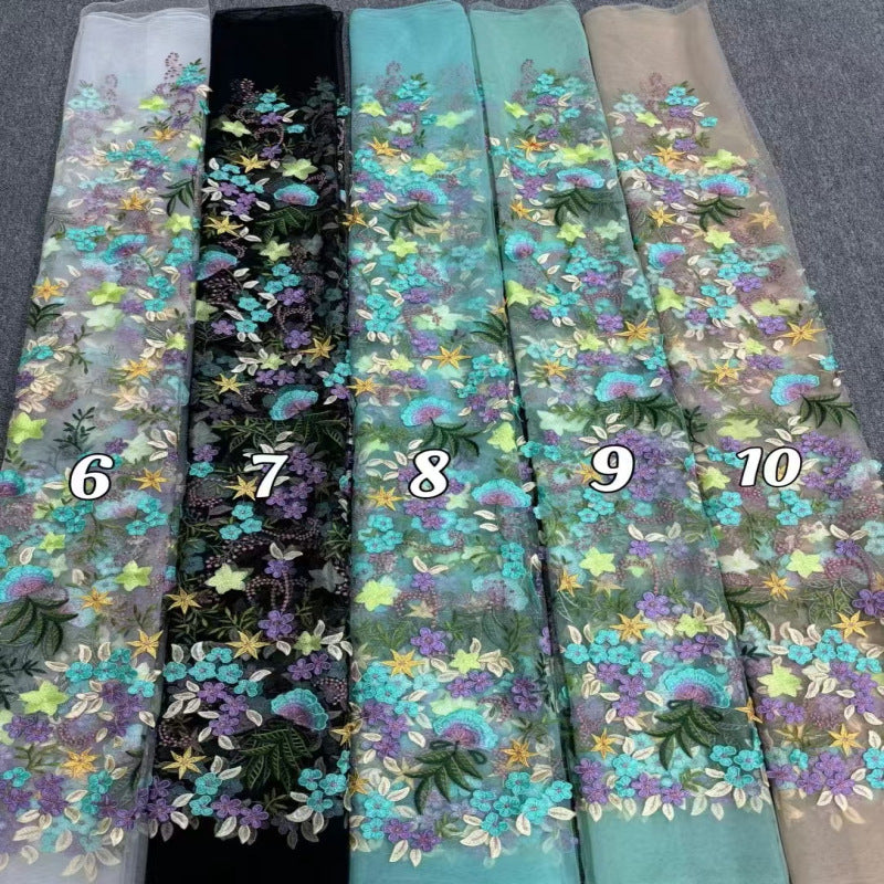 Multicolor Embroidered Bridal Fabric – Design 29087 — fabric photo 3