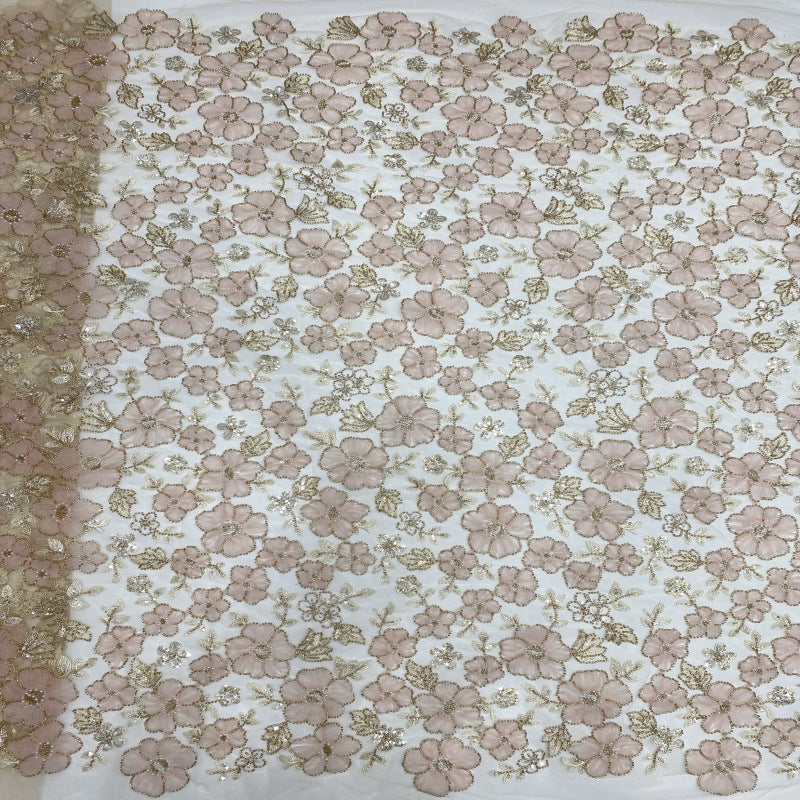3D Disc Foam Bead Sequin Embroidery Fabric — fabric photo 2