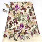 Multicolor Leaf Sequin Embroidery Fabric — fabric photo 6