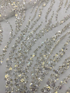Botanical Crystal-Look Sequin Embroidered Bridal Fabric — fabric photo 3