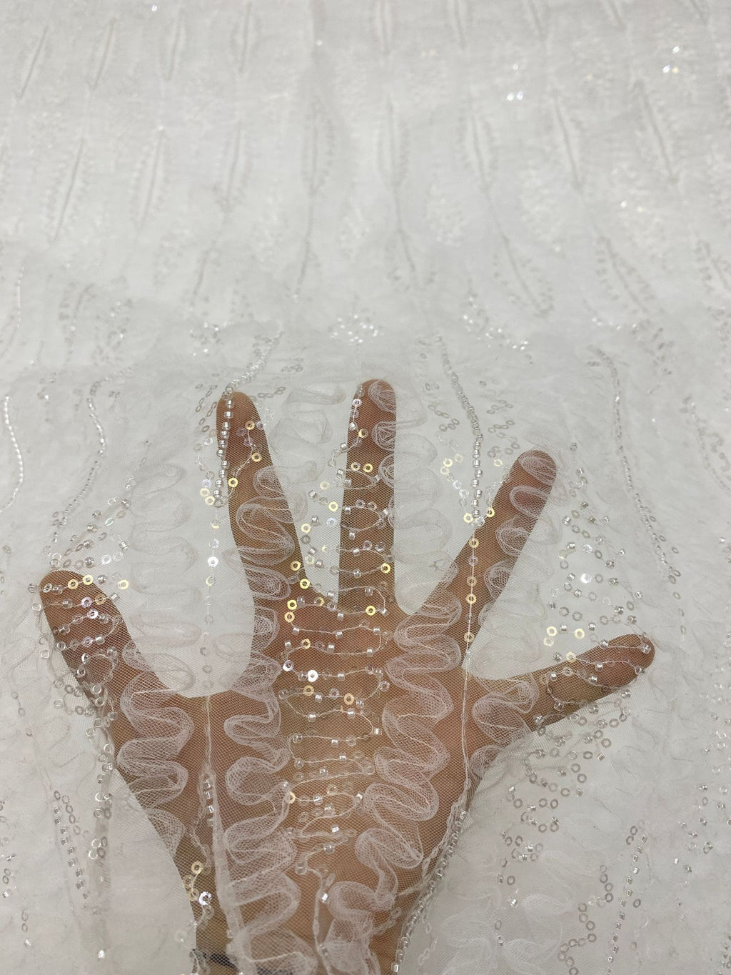 Ribbon Bead & Sequin Embroidery Fabric — fabric photo 6