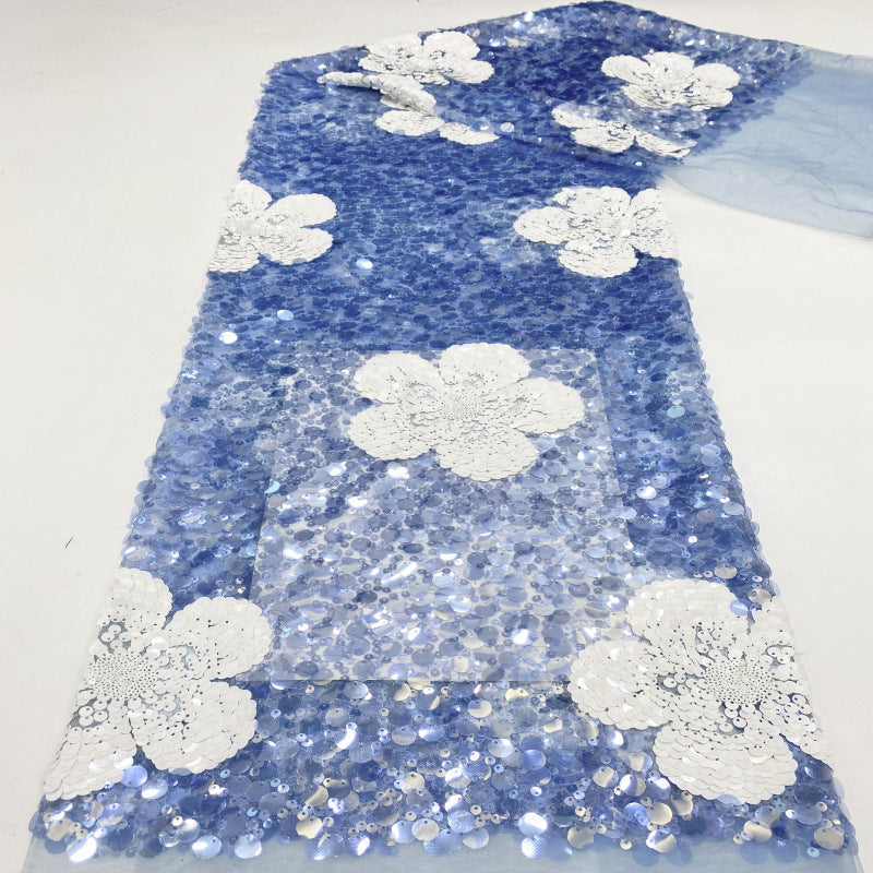 3/5/7/9/12 mm Sequin Embroidered Bridal Fabric — fabric photo 5