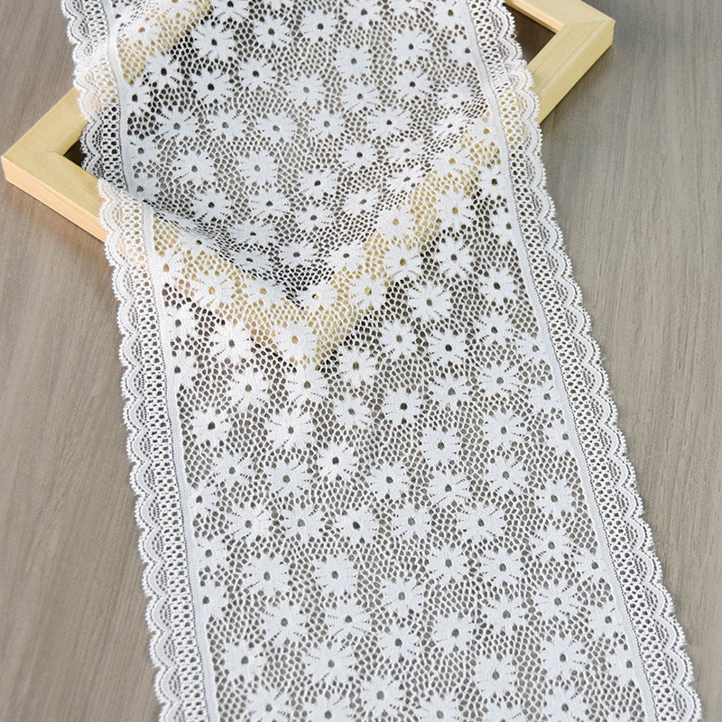Circular Openwork Straight-Edge Stretch Nylon-Spandex Lace Trim 18.5 cm